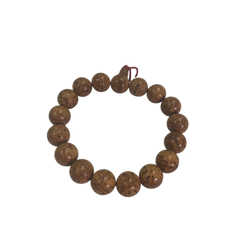 Buddhist Bodhi Seed Prayer Bead Bracelet Brown Moon and Stars Meditation Mala